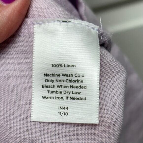 NWT Talbots Linen Dress, Lavender Ruffle Neck, Sleeveless V Neck, Women's Size 8 - Picture 5 of 6
